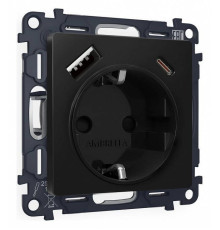 Розетка с заземлением и 2хUSB type A и C, без рамки Ambrella Volt Quant MA810010