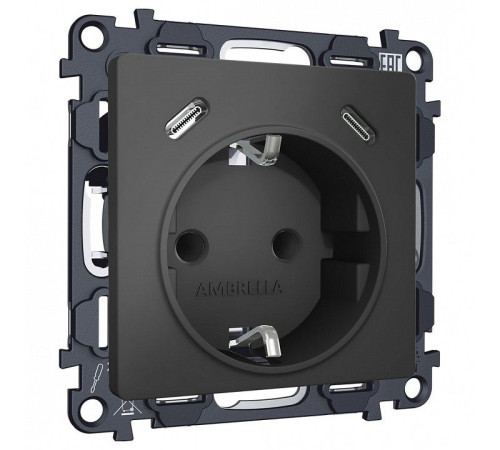 Розетка с заземлением и 2хUSB type C, без рамки Ambrella Volt ALFA MA910510