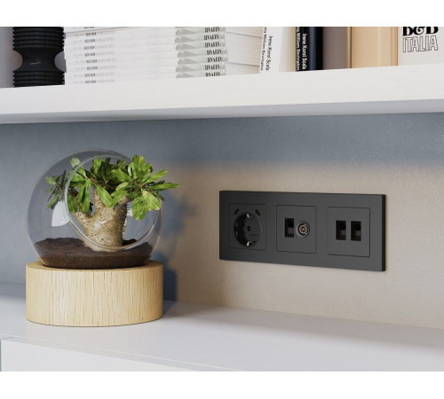 Розетка двойная Ethernet RJ-45 и со шторками, без рамки Ambrella Volt ALFA MA912110