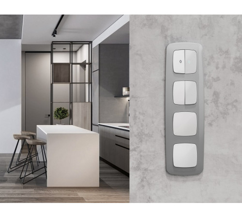 Выключатель перекрестный двухклавишный без рамки Ambrella Volt OMEGA MO103030