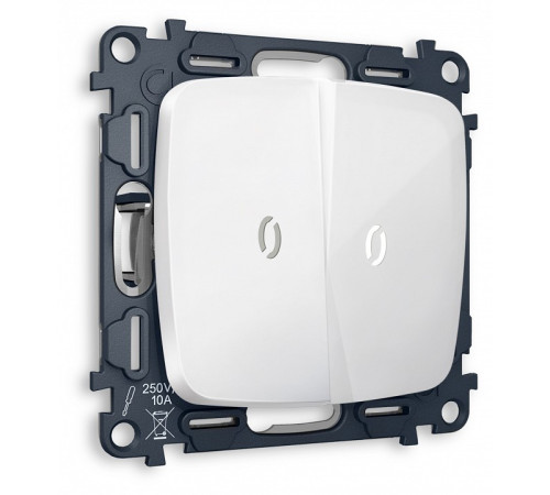 Выключатель двухклавишный с подсветкой без рамки Ambrella Volt MO MO104015