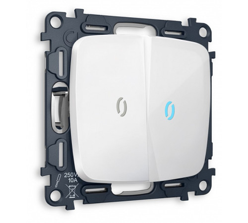 Выключатель двухклавишный с подсветкой без рамки Ambrella Volt MO MO104020