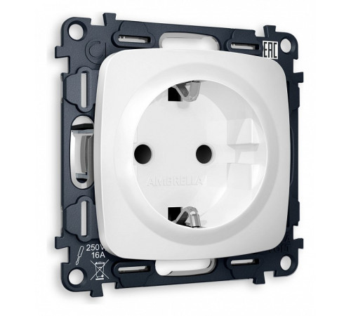 Розетка с заземлением и со шторкой, без рамки Ambrella Volt Quant MO127010