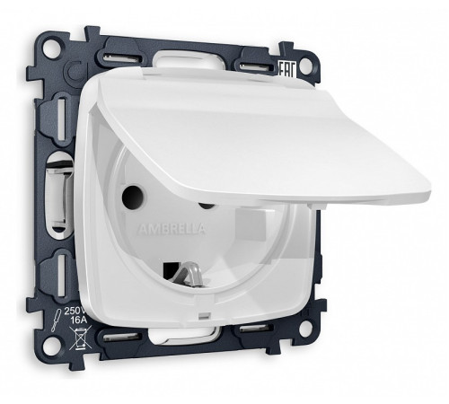 Розетка влагозащищенная с заземлением и со шторкой, без рамки с крышкой Ambrella Volt Quant MO128010