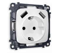 Розетка с заземлением и 2хUSB type A, без рамки Ambrella Volt Quant MO129010