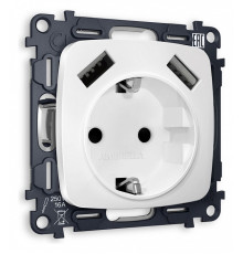 Розетка с заземлением и 2хUSB type A, без рамки Ambrella Volt Quant MO129010