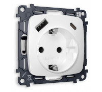 Розетка с заземлением и 2хUSB type A и C, без рамки Ambrella Volt Quant MO130010