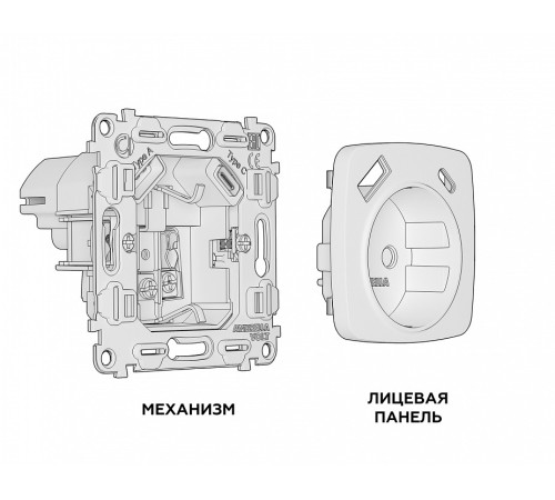 Розетка с заземлением и 2хUSB type A и C, без рамки Ambrella Volt Quant MO130010
