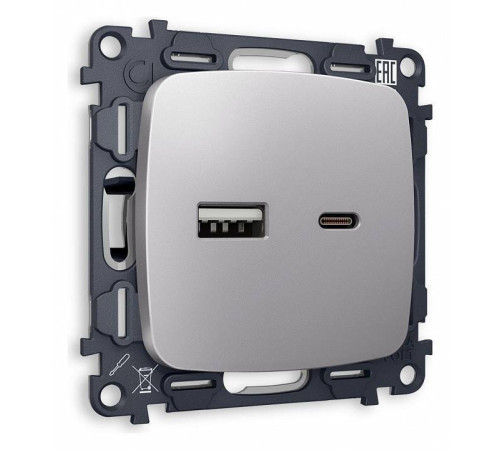 Розетка 2хUSB type A и C без рамки Ambrella Volt Quant MO511010