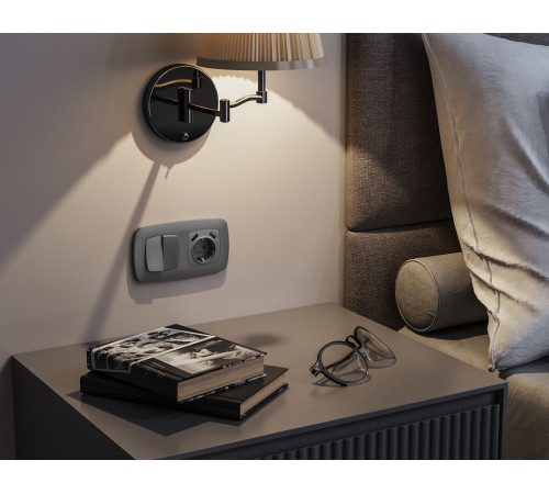 Выключатель перекрестный двухклавишный без рамки Ambrella Volt OMEGA MO653030