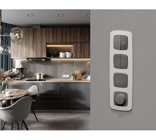 Выключатель перекрестный двухклавишный без рамки Ambrella Volt OMEGA MO653030