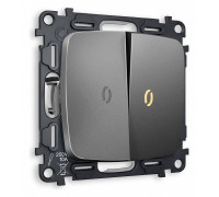 Выключатель проходной двухклавишный с подсветкой без рамки Ambrella Volt Quant MO654030