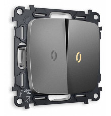 Выключатель проходной двухклавишный с подсветкой без рамки Ambrella Volt Quant MO654030