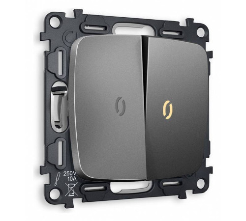 Выключатель проходной двухклавишный с подсветкой без рамки Ambrella Volt Quant MO654030