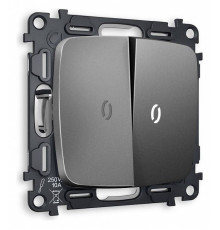 Выключатель проходной двухклавишный с подсветкой без рамки Ambrella Volt Quant MO654035