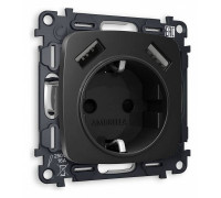 Розетка с заземлением и 2хUSB type A, без рамки Ambrella Volt Quant MO809010