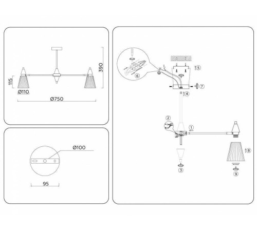 Люстра на штанге Ambrella Light LH LH58116