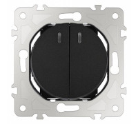 Выключатель проходной двухклавишный с подсветкой без рамки Arte Milano 202 202.33-2.black