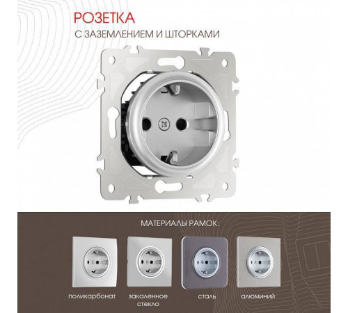 Розетка с заземлением и со шторкой, без рамки Arte Milano am-202 202.40-1.silver