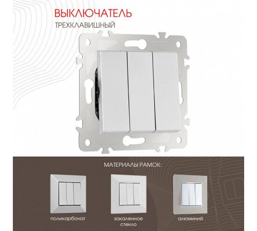 Выключатель трехклавишный без рамки Arte Milano 203 203.30-3.silver