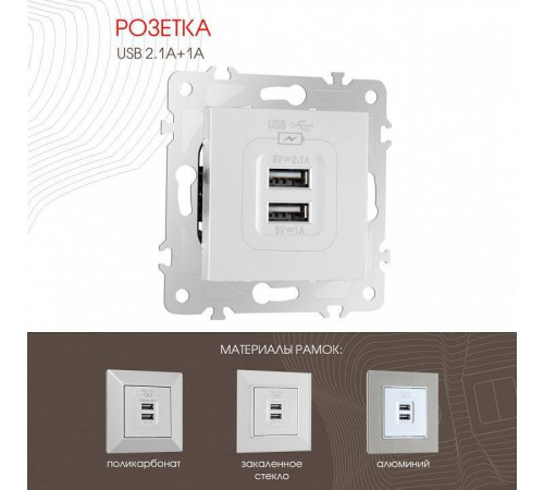 Розетка USB, без рамки Arte Milano am-203 203.46-1.silver