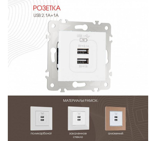Розетка USB, без рамки Arte Milano am-203 203.46-1.white