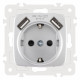 Розетка с заземлением и со шторкой и 2хUSB, без рамки Arte Milano am-205 205.47-1.silver