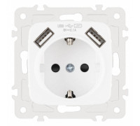 Розетка с заземлением и со шторкой и 2хUSB, без рамки Arte Milano am-205 205.47-1.white