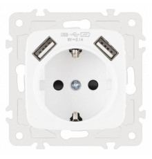 Розетка с заземлением и со шторкой и 2хUSB, без рамки Arte Milano am-205 205.47-1.white