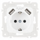 Розетка с заземлением и со шторкой и 2хUSB, без рамки Arte Milano am-205 205.47-1.white