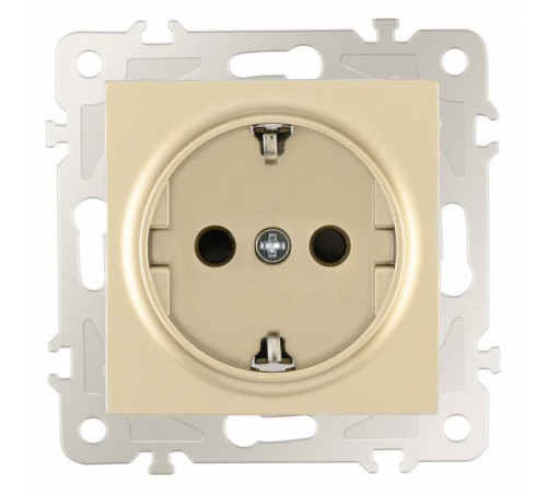 Розетка с заземлением и со шторкой, без рамки Arte Milano am-206 206.40-1.shampan