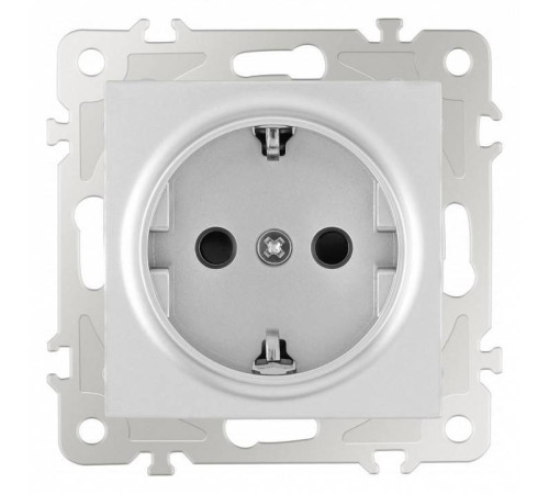 Розетка с заземлением и со шторкой, без рамки Arte Milano am-206 206.40-1.silver