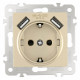 Розетка с заземлением и со шторкой и 2хUSB, без рамки Arte Milano am-206 206.47-1.shampan