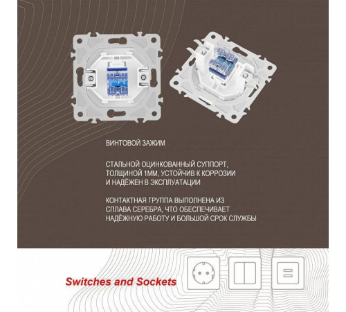 Розетка телефонная RJ-11 без рамки Arte Milano am-206 206.51-1.white