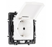 Розетка влагозащищенная с заземлением и со шторкой с крышкой Arte Milano am-217 217.41-1.white