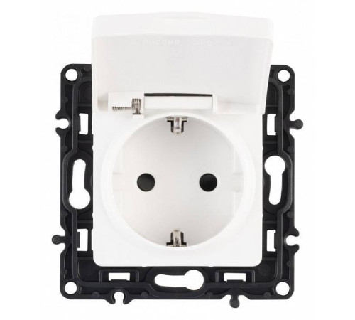 Розетка влагозащищенная с заземлением и со шторкой с крышкой Arte Milano am-217 217.41-1.white