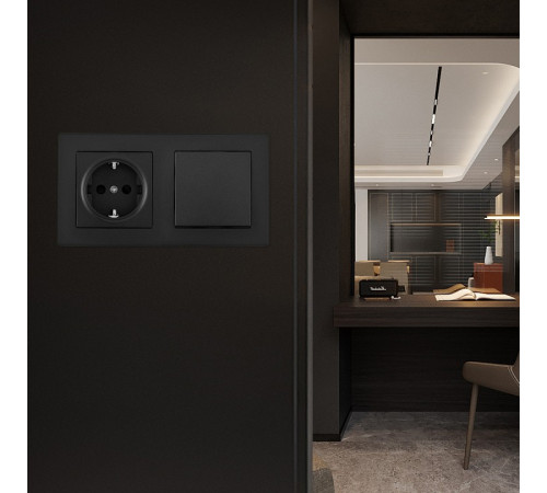 Блок с розеткой и выключателем Arte Milano SET06-2 SET06-2-30-1-40-1 black
