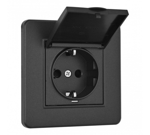 Розетка с заземлением и шторкой, с крышкой Arte Milano SET16-1 SET16-1-41-1 black