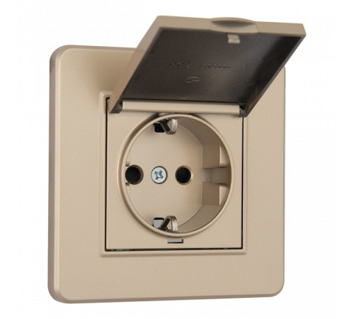 Розетка с заземлением и шторкой, с крышкой Arte Milano SET16-1 SET16-1-41-1 shampan