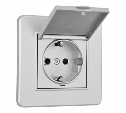 Розетка с заземлением и шторкой, с крышкой Arte Milano SET16-1 SET16-1-41-1 silver