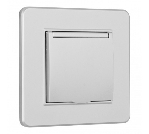 Розетка с заземлением и шторкой, с крышкой Arte Milano SET16-1 SET16-1-41-1 silver