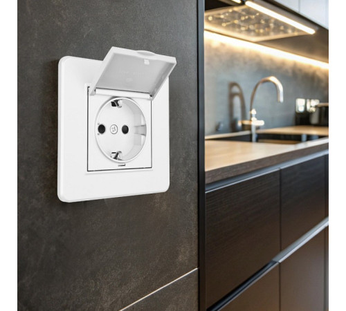 Розетка с заземлением и шторкой, с крышкой Arte Milano SET16-1 SET16-1-41-1 white
