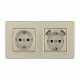 Розетка с заземлением и со шторкой и 2хUSB Arte Milano SET16-2 SET16-2-47-1-40-1 shampan