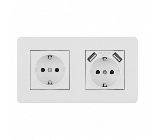 Розетка с заземлением и со шторкой и 2хUSB Arte Milano SET16-2 SET16-2-47-1-40-1 white