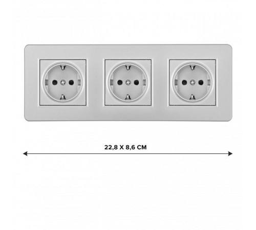 Розетка с заземлением и со шторкой Arte Milano SET16-3 SET16-3-40-1x3 silver