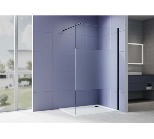 Душевая перегородка Aquanet Walk in 1200x2000 мм профиль черный стекло с матовой полосой 8 мм AQ.WI.120.3BL