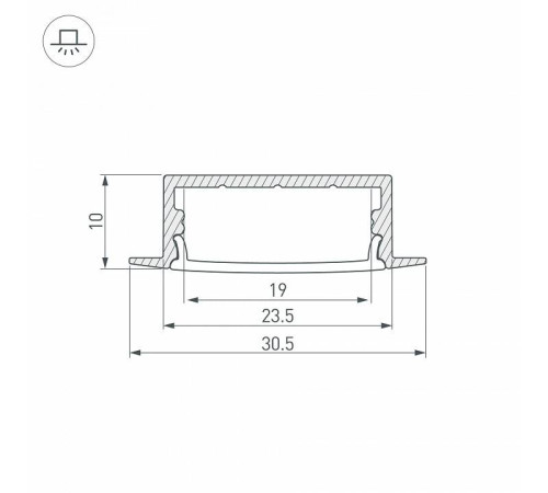 Профиль встраиваемый Arlight ARH-WIDE-F-H10-2000 ANOD 016186
