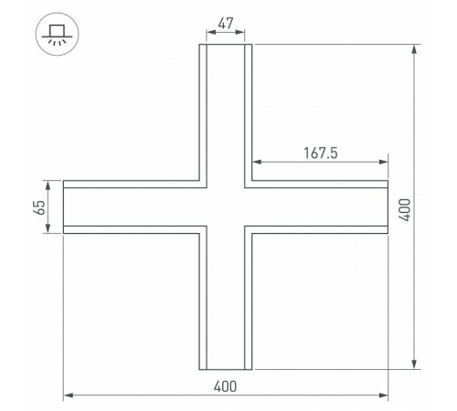 Соединитель угловой X-образный накладной Arlight S-LUX 030127