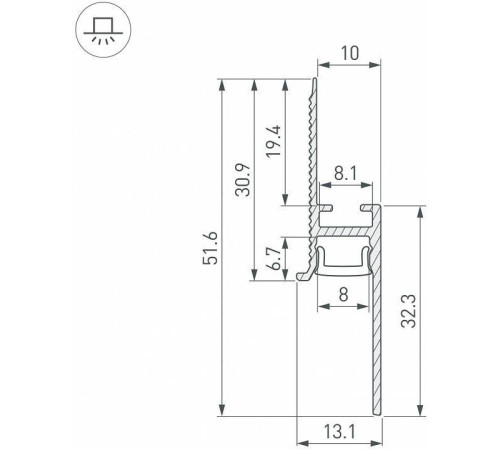 Профиль для плинтусов Arlight FANTOM-BENT 043674