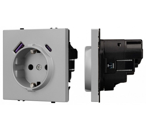 Розетка с заземлением и 2хUSB type A и C, без рамки Arlight SCT-NOBE 059445